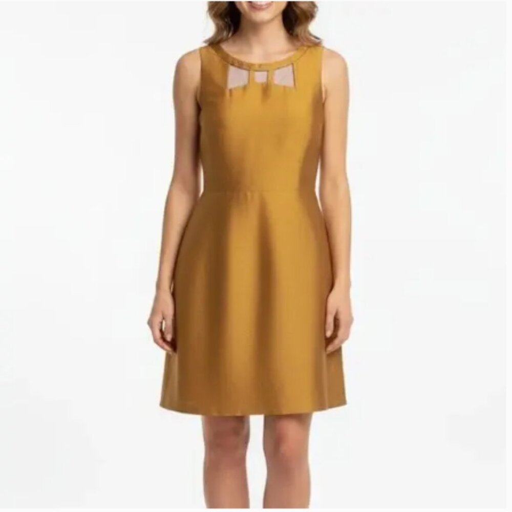 Maeve A-Line Cutout Neckline Chardonnay Sheen Dress
